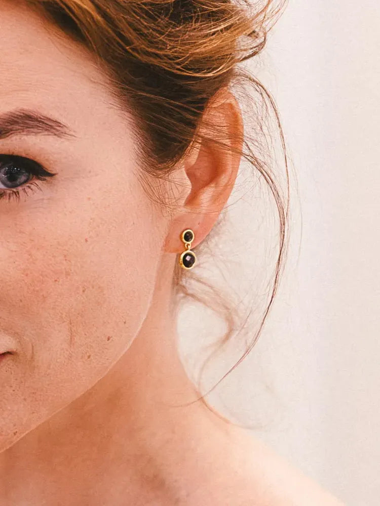 Spinel Dome Duo Drop Earrings